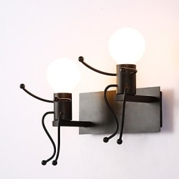 Robotvorm Vintage Metaal Industrieel Loft Rustiek Wandlamp Bar Café Entree Hal Wandlamp Zwart Wit Optioneel