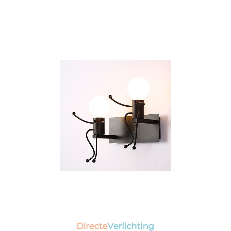 Robotvorm Vintage Metaal Industrieel Loft Rustiek Wandlamp Bar Café Entree Hal Wandlamp Zwart Wit Optioneel