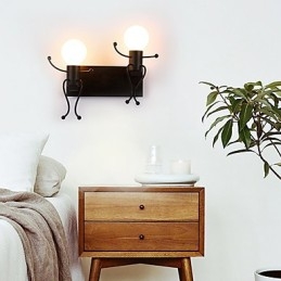 Robotvorm Vintage Metaal Industrieel Loft Rustiek Wandlamp Bar Café Entree Hal Wandlamp Zwart Wit Optioneel