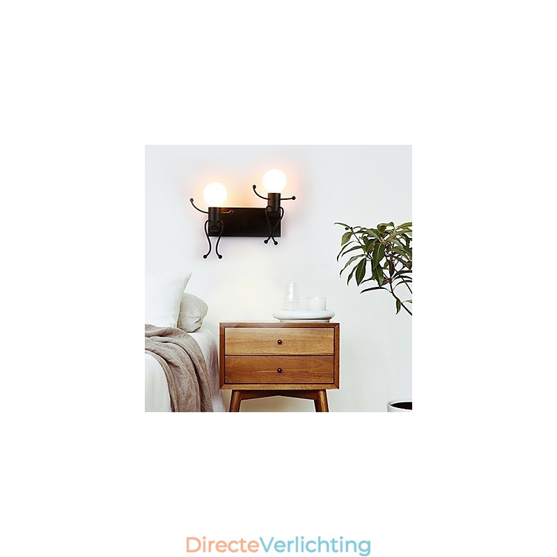 Robotvorm Vintage Metaal Industrieel Loft Rustiek Wandlamp Bar Café Entree Hal Wandlamp Zwart Wit Optioneel