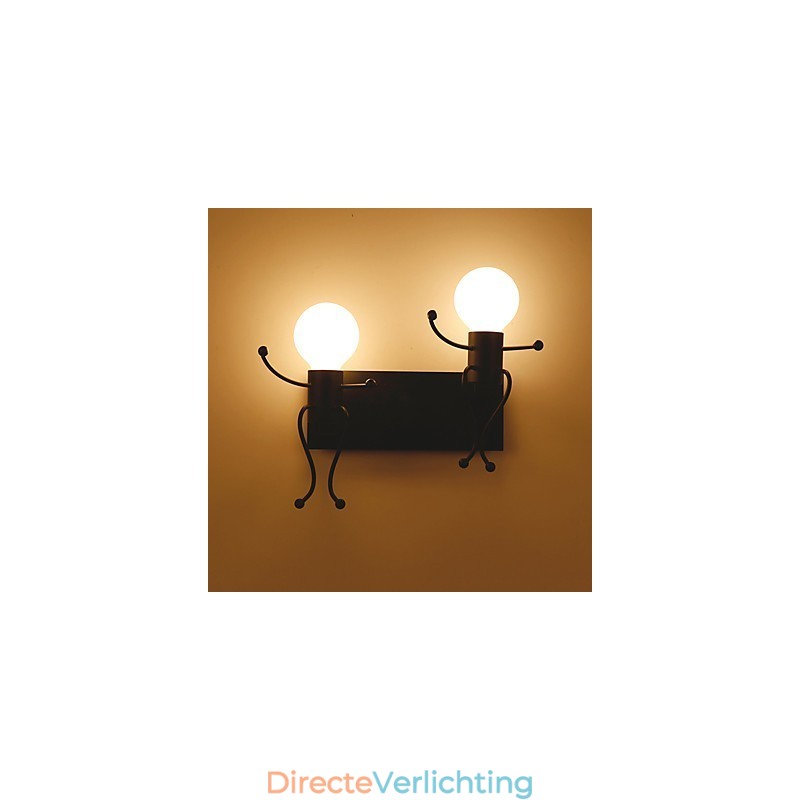 Robotvorm Vintage Metaal Industrieel Loft Rustiek Wandlamp Bar Café Entree Hal Wandlamp Zwart Wit Optioneel