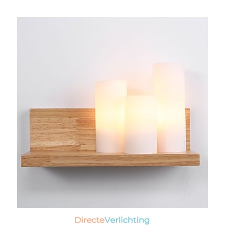Houten wandlampen 3 lampen Landelijk Houten wandlampen 3 lampen Landelijk