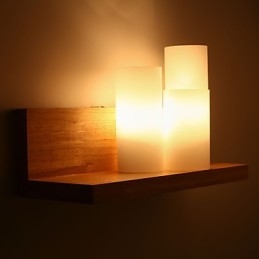 Houten wandlampen 3 lampen Landelijk