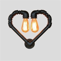 Vintage Waterpijp Liefdevol Hart Creatieve Wandlampen Industrieel Woonkamer Restaurant Bars Café Decoratie Wandlampen