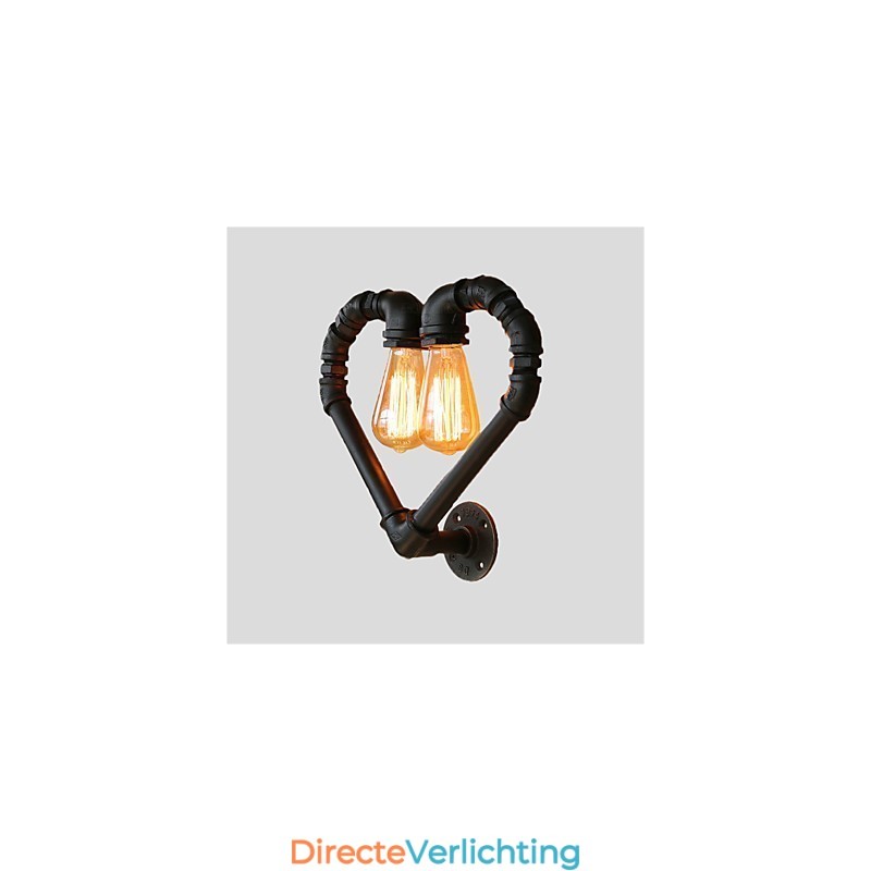 Vintage Waterpijp Liefdevol Hart Creatieve Wandlampen Industrieel Woonkamer Restaurant Bars Café Decoratie Wandlampen