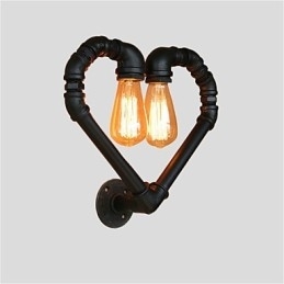 Vintage Waterpijp Liefdevol Hart Creatieve Wandlampen Industrieel Woonkamer Restaurant Bars Café Decoratie Wandlampen