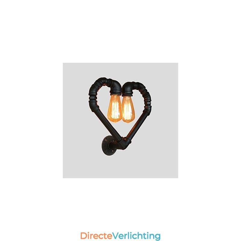 Vintage Waterpijp Liefdevol Hart Creatieve Wandlampen Industrieel Woonkamer Restaurant Bars Café Decoratie Wandlampen
