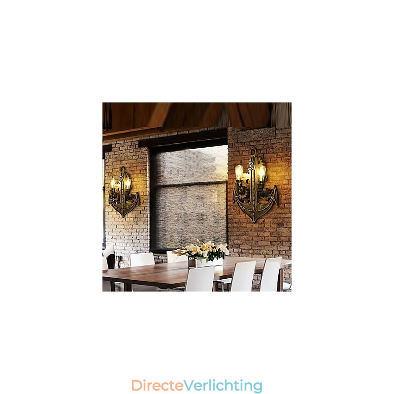 Vintage Industriële Wandlampen Hout Tandwiel Vorm Creatieve Draaibare Verlichting Restaurant Café Bar Decoratieverlichting