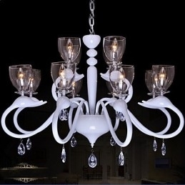 Europese stijl kristallen hanglamp individualiteit creatieve zwaan 12 lichts kroonluchter