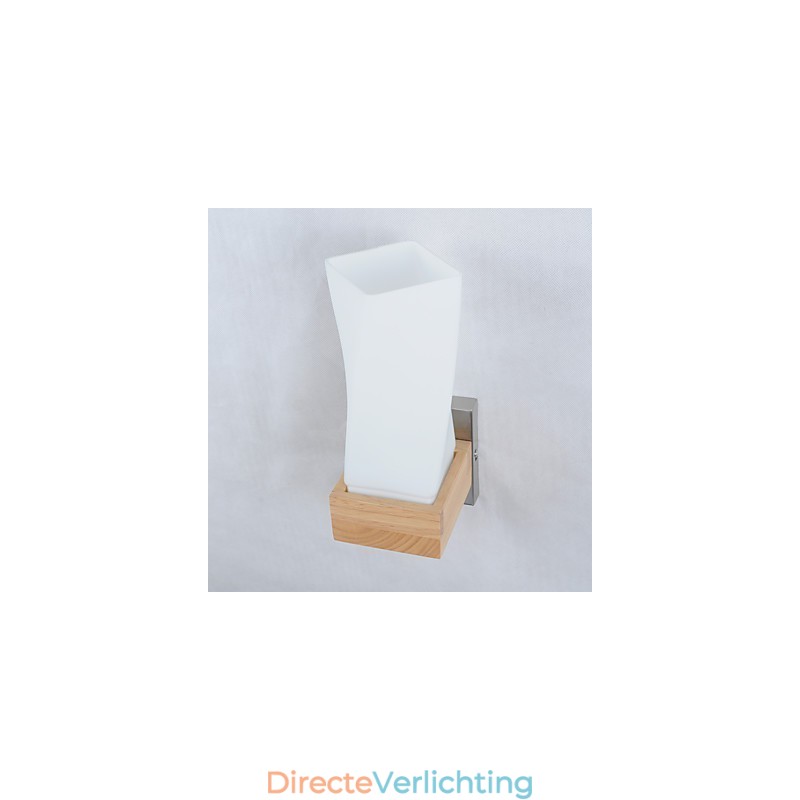 Eenvoudige wandlamp, nachtkastje, bureaulamp met glazen kap en massief hout voor slaapkamer, ladekast, woonkamer, babykamer, studentenkamer, salontafel, boekenkast