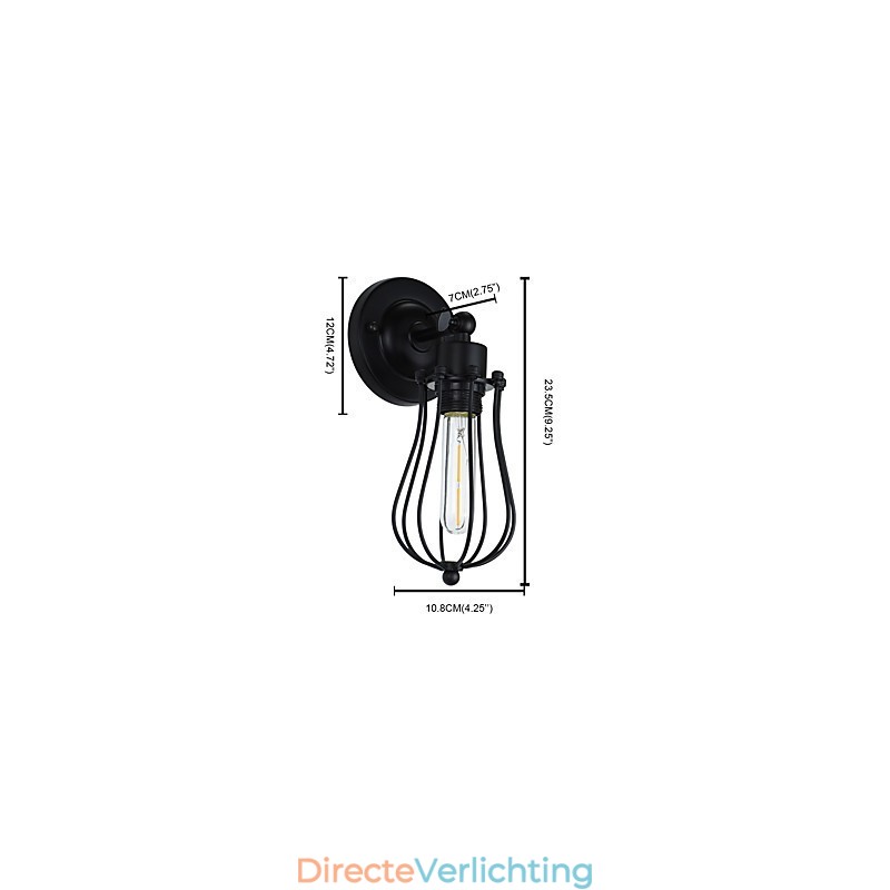 Geschilderde stalen wandlamp Dumb Black American Coffee Decoratie Retro wandlamp Lichtzwaardlamp op de muur