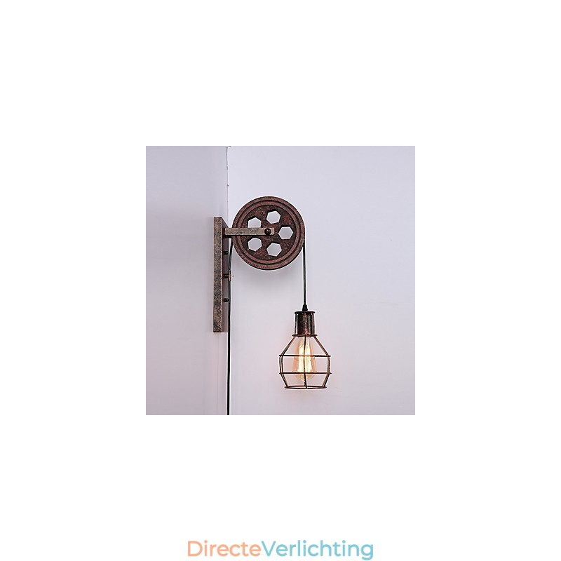 Industriële Retro IJzeren Wandlamp Creatieve Persoonlijkheid Lift Pulley Wandlamp
