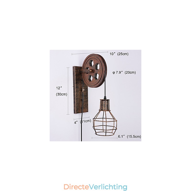 Industriële Retro IJzeren Wandlamp Creatieve Persoonlijkheid Lift Pulley Wandlamp
