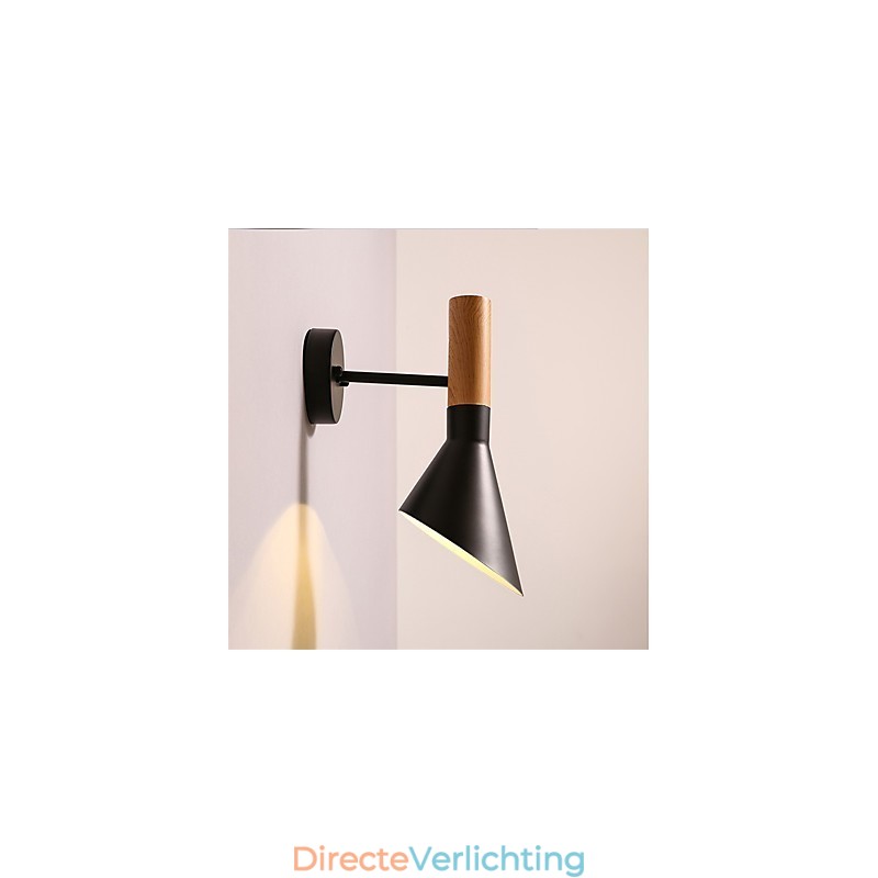 Noord-Europese stijl houtnerf metalen wandlampen woonkamer restaurantlamp hoek verstelbaar