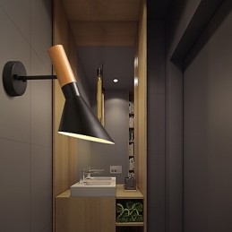 Noord-Europese stijl houtnerf metalen wandlampen woonkamer restaurantlamp hoek verstelbaar