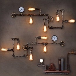 Loft Industriële Wandlampen Antieke Edison Wandlampen met Bollen Vintage Pijp Wandlamp voor Woonkamerverlichting