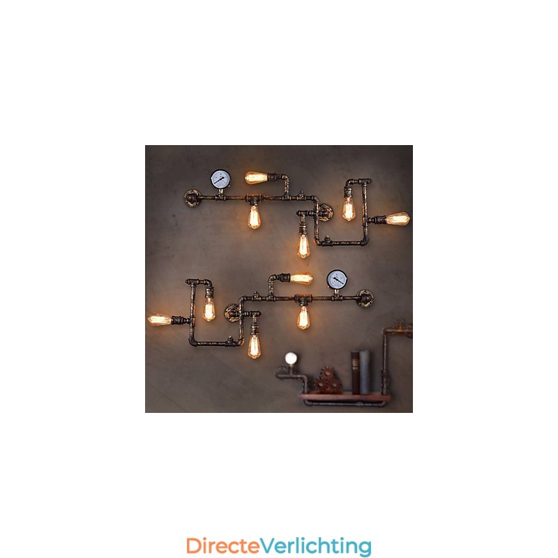 Loft Industriële Wandlampen Antieke Edison Wandlampen met Bollen Vintage Pijp Wandlamp voor Woonkamerverlichting