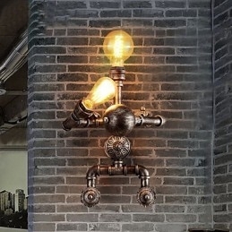 Loft Waterpijp Wandlampen Retro Industriële Stijl Creatief Robotontwerp Metaal Restaurant Café Bars Bartafel Wandlampen