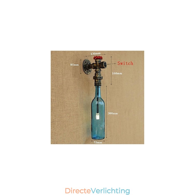 Wandschakelaar met waterpijpfles wandlamp