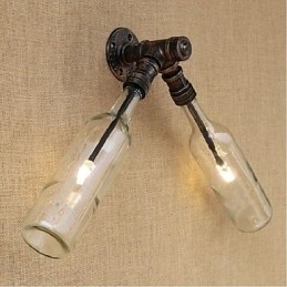 Retro American Village Creative Industry Wind Designer Waterfles Wandlamp Wandlamp Blauw Transparant