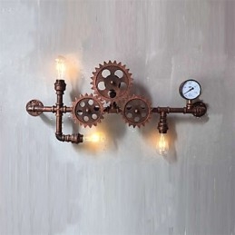 Vintage industriële pijp wandlampen hout tandwielvorm creatieve draaibare verlichting restaurant café bar decoratie verlichting