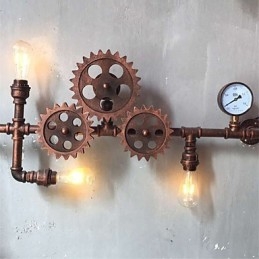Vintage industriële pijp wandlampen hout tandwielvorm creatieve draaibare verlichting restaurant café bar decoratie verlichting