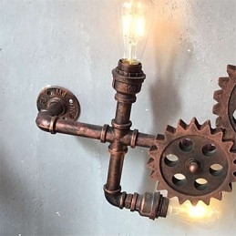 Vintage industriële pijp wandlampen hout tandwielvorm creatieve draaibare verlichting restaurant café bar decoratie verlichting