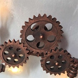Vintage industriële pijp wandlampen hout tandwielvorm creatieve draaibare verlichting restaurant café bar decoratie verlichting