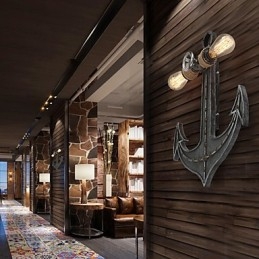 Vintage Industriële Wandlampen Houten Boot Anker Vorm Creatieve Restaurant Café Bar Decoratieverlichting