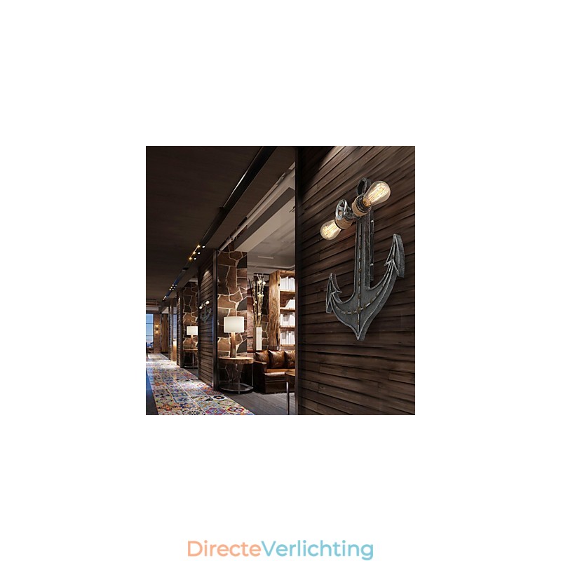 Vintage Industriële Wandlampen Houten Boot Anker Vorm Creatieve Restaurant Café Bar Decoratieverlichting
