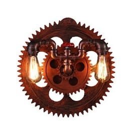2 koppen vintage industriële wandlampen houten tandwielvormige lampen restaurant café bar decoratie wandlampen
