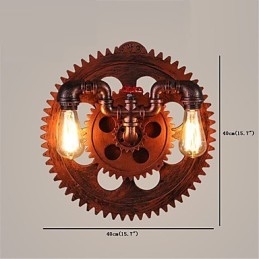 2 koppen vintage industriële wandlampen houten tandwielvormige lampen restaurant café bar decoratie wandlampen