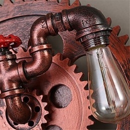 2 koppen vintage industriële wandlampen houten tandwielvormige lampen restaurant café bar decoratie wandlampen