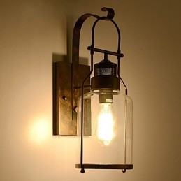 Retro Industriële Loft Lantaarn 1 Lichts Wandlamp met Helder Glas
