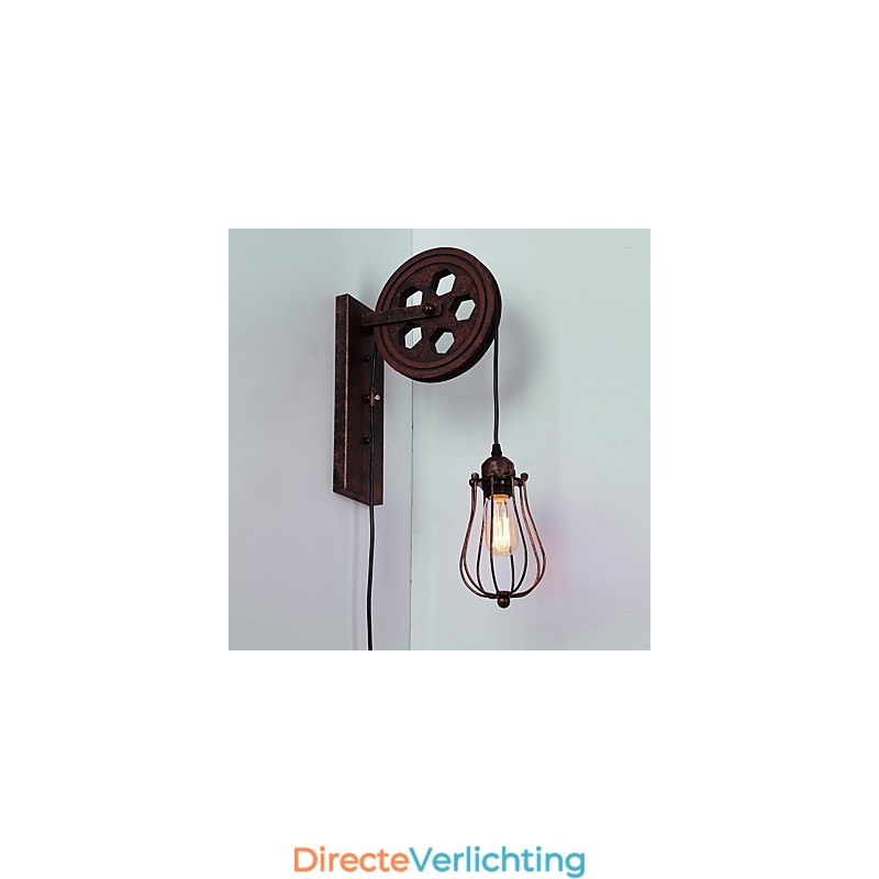 Industriële Retro IJzeren Wandlamp Creatieve Persoonlijkheid Lift Pulley Wandlamp