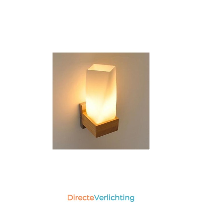 Simplicity Nordic Wood Art Woonkamer Gang Balkon Glas Massief Houten Wandlamp Van Slaapkamer Het Hoofd Van Een Bed