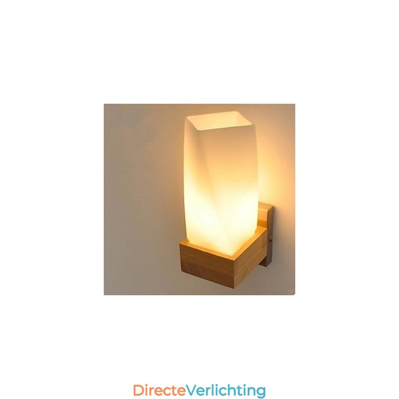 Simplicity Nordic Wood Art Woonkamer Gang Balkon Glas Massief Houten Wandlamp Van Slaapkamer Het Hoofd Van Een Bed