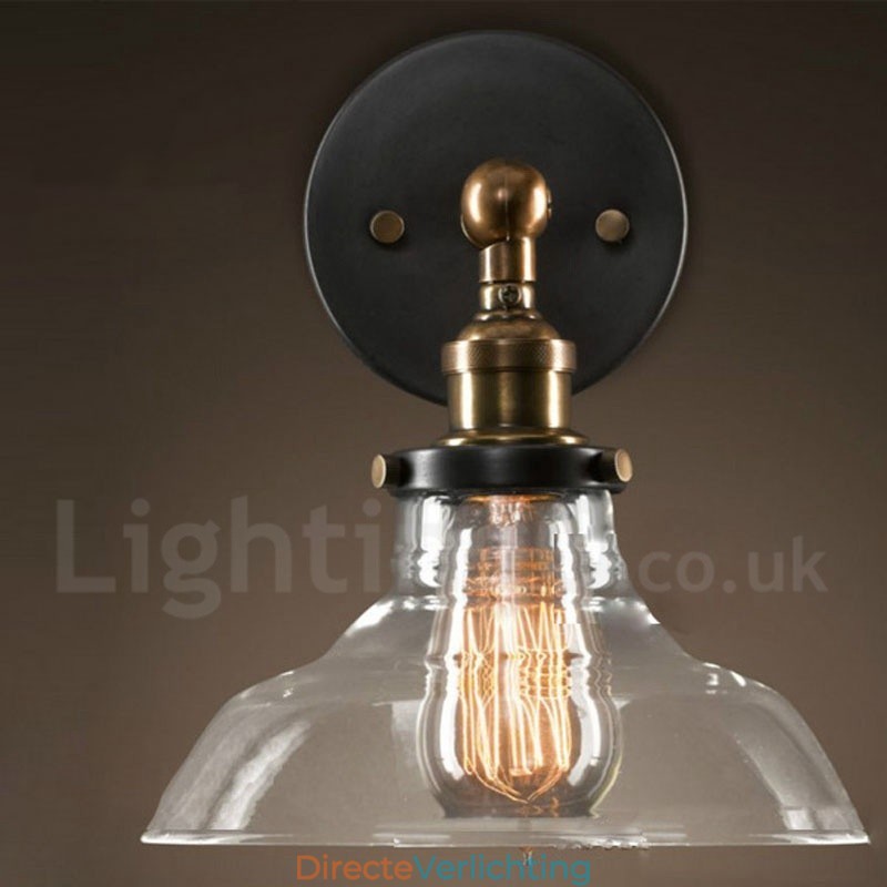 1-lichts rustieke lodge slaapkamer wandlamp met glazen kap