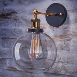 1-lichts rustieke lodge slaapkamer wandlamp met glazen kap
