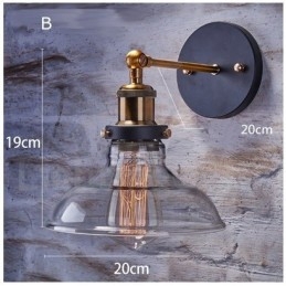 1-lichts rustieke lodge slaapkamer wandlamp met glazen kap