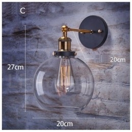 1-lichts rustieke lodge slaapkamer wandlamp met glazen kap