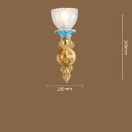 100% puur messing Luxe rustieke retro vintage messing keramiek 1 lichts kaars wandlamp met glazen kappen Speciaal voor hotel kantoor showroom woonkamer eetkamer