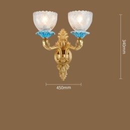100% puur messing Luxe rustieke retro vintage messing keramiek 2 lichts kaars wandlamp met glazen kappen Speciaal voor hotel kantoor showroom woonkamer eetkamer