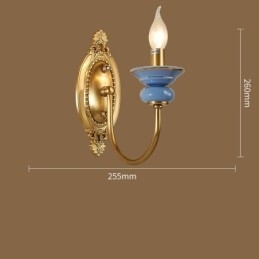 100% puur messing Luxe rustieke retro vintage messing keramiek 1 lichts kaars wandlamp Speciaal voor hotel kantoor showroom woonkamer eetkamer