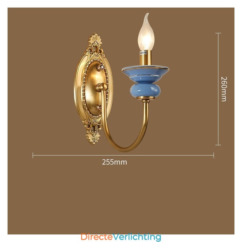 100% puur messing Luxe rustieke retro vintage messing keramiek 1 lichts kaars wandlamp Speciaal voor hotel kantoor showroom woonkamer eetkamer