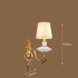 100% puur messing Luxe rustieke retro vintage messing keramiek 1 lichts kaars wandlamp met stoffen kap Speciaal voor hotel kantoor showroom woonkamer eetkamer