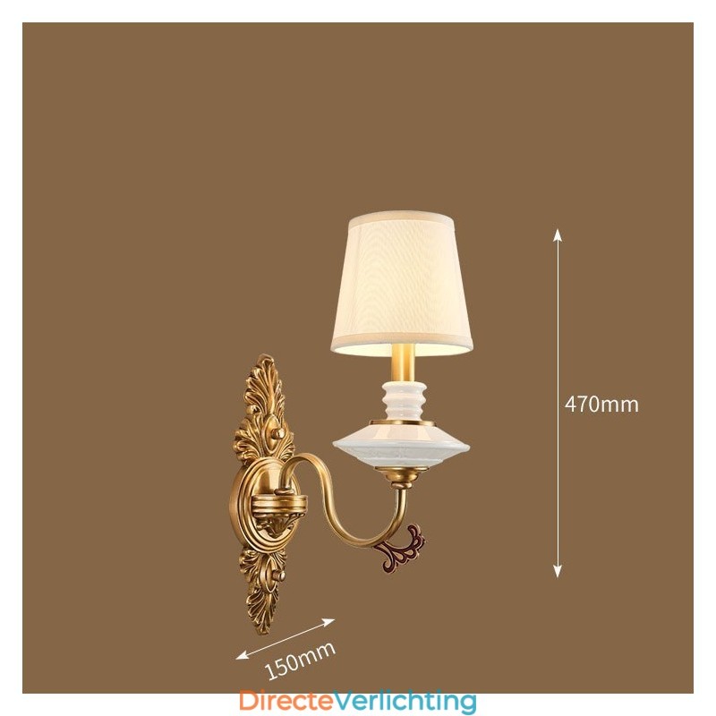 100% puur messing Luxe rustieke retro vintage messing keramiek 1 lichts kaars wandlamp met stoffen kap Speciaal voor hotel kantoor showroom woonkamer eetkamer