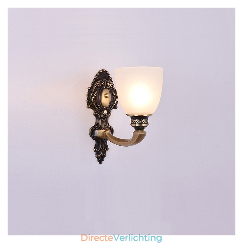Puur messing luxe rustieke retro vintage messing 1 lichts kaars wandlamp met glazen kap speciaal voor hotel kantoor showroom woonkamer eetkamer