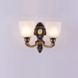 Puur messing luxe rustieke retro vintage messing 2 lichts kaars wandlamp met glazen kappen speciaal voor hotel kantoor showroom woonkamer eetkamer