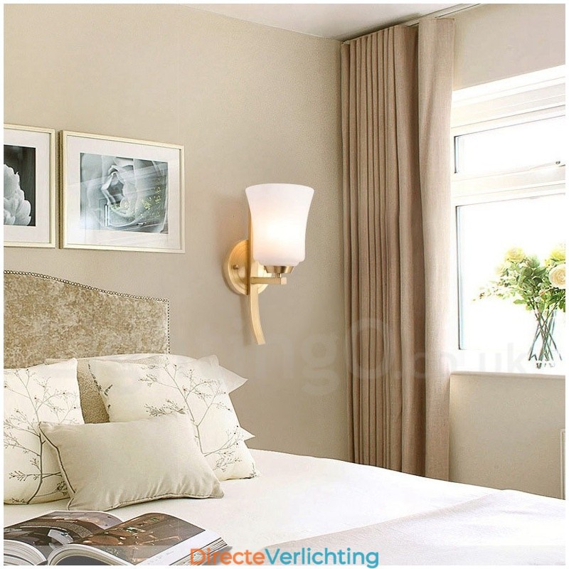 Puur messing luxe rustieke retro vintage messing 1-lichts wandlamp met glazen kap speciaal voor hotel kantoor showroom woonkamer eetkamer